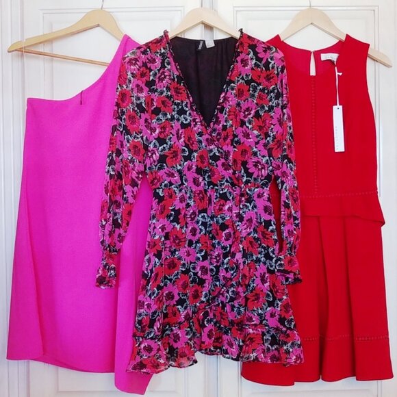 Adelyn Rae Red Sleeveless Mid Dress +2 More Dresses Bundle NWT - Picture 1 of 12